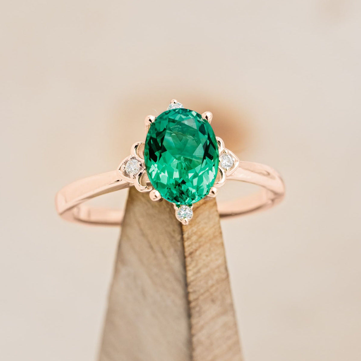 "ZELLA" - OVAL CUT ENGAGEMENT RING WITH DIAMOND ACCENTS-Staghead Designs