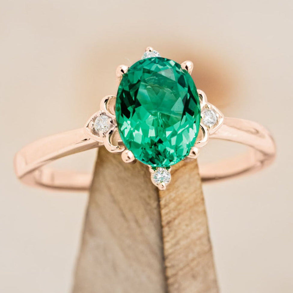 "ZELLA" - OVAL CUT ENGAGEMENT RING WITH DIAMOND ACCENTS-Staghead Designs