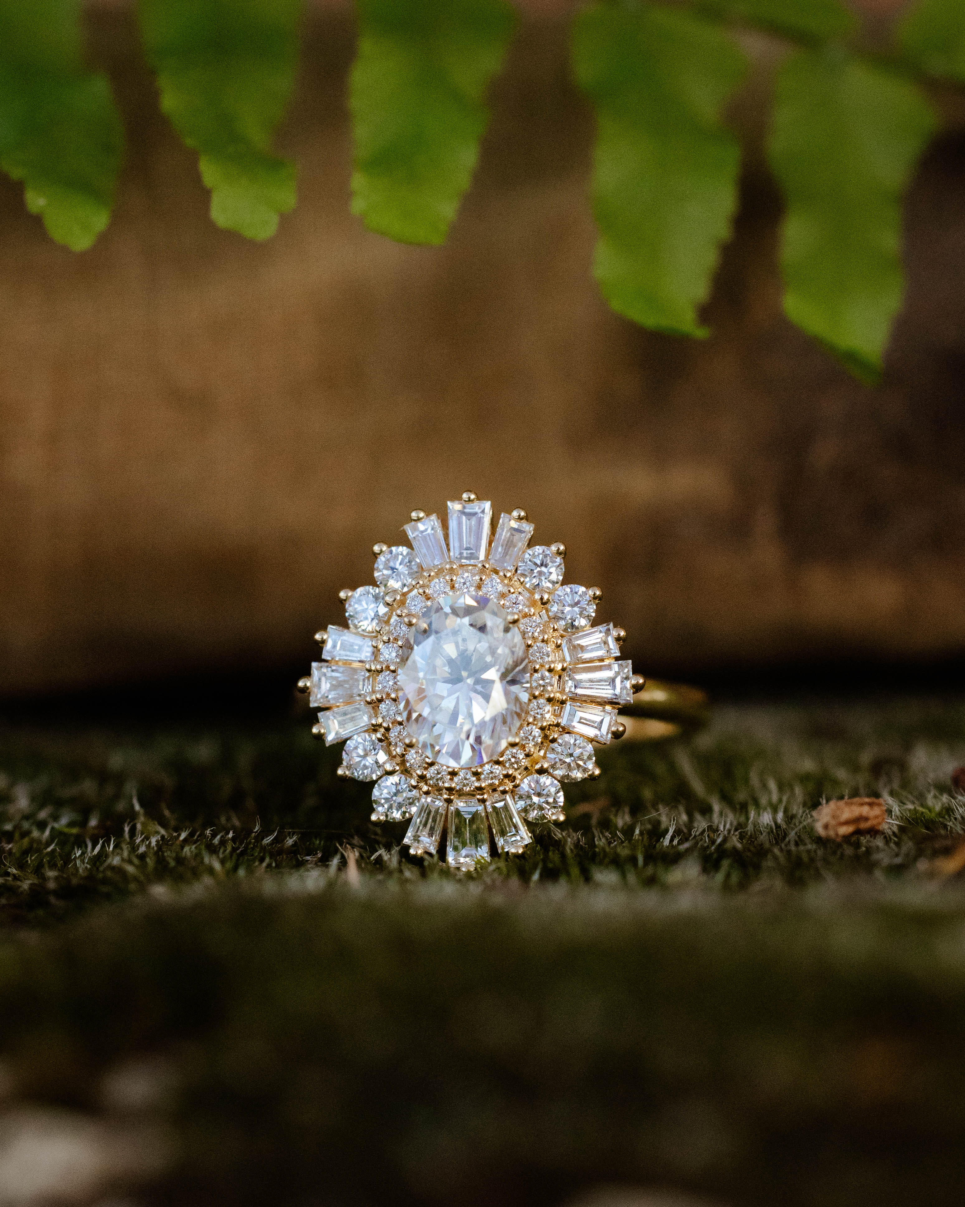 "APHRODITE" - OVAL CUT MOISSANITE ENGAGEMENT RING WITH DIAMOND HALO-Staghead Designs