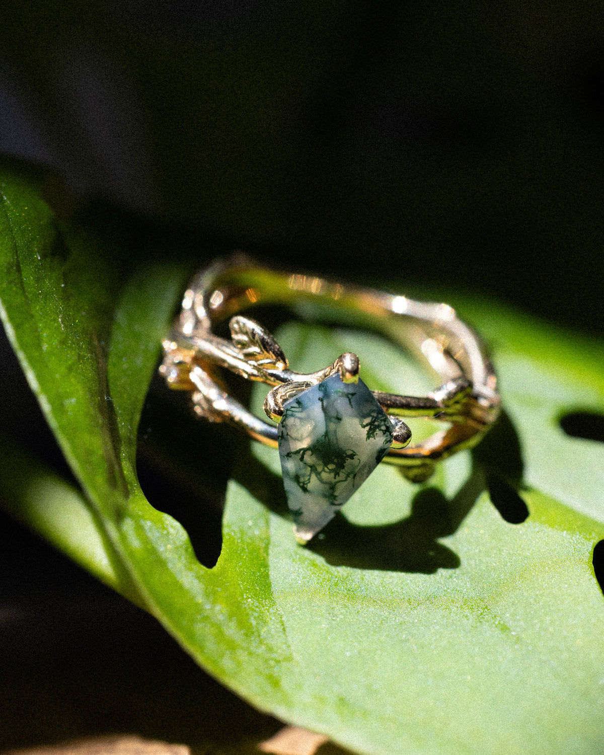 "Artemis On The Vine" - Kite Cut Engagement Ring With Diamond Accents & "Briar" Stacking Band-Staghead Designs