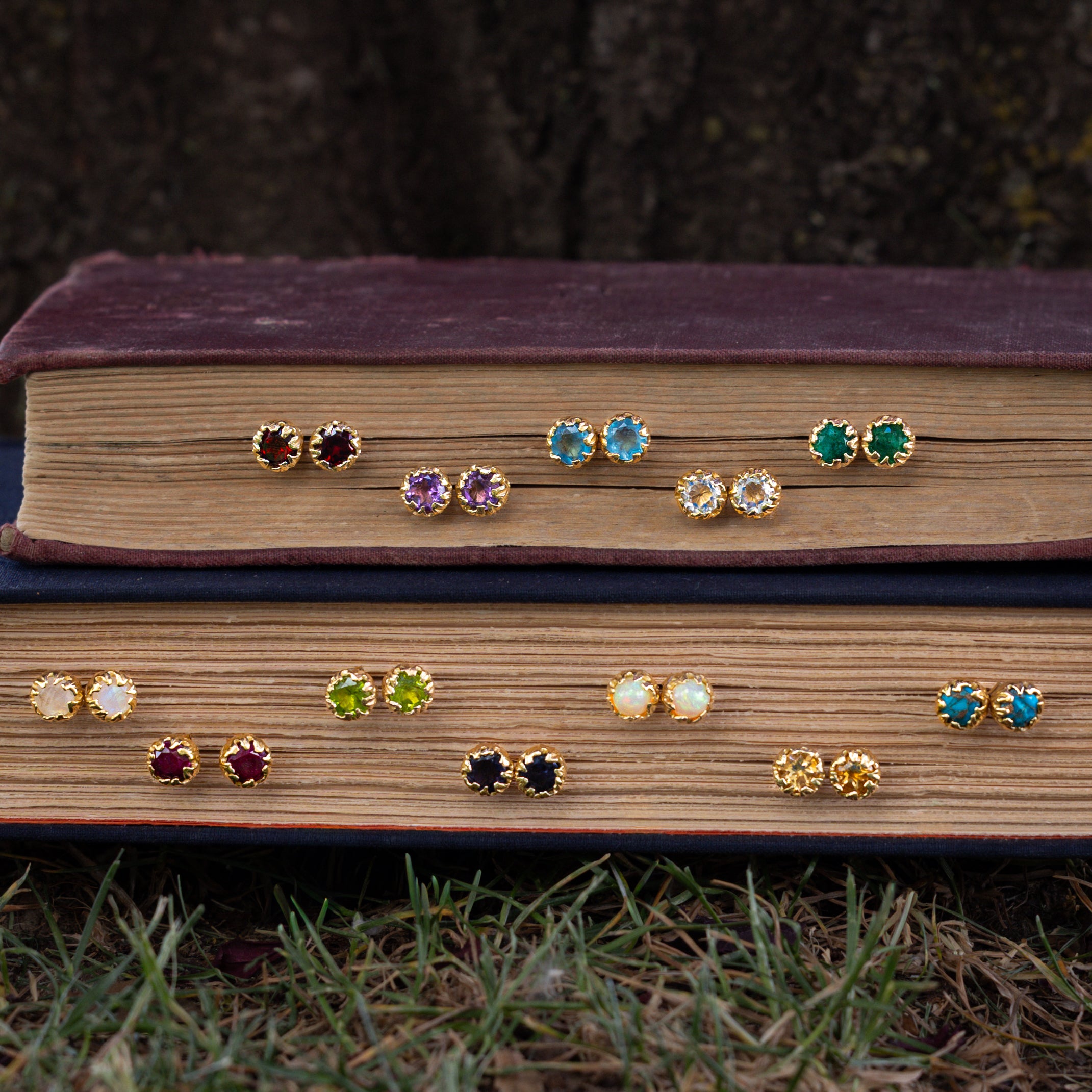 Bloom Collection - 18K Gold Vermeil Round Cut Birthstone Stud Earrings - By Jorge Revilla-Staghead Designs