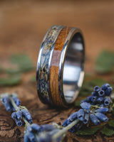 "DYAD" - LAVENDER & WHISKEY BARREL OAK INLAY WEDDING BAND-Staghead Designs