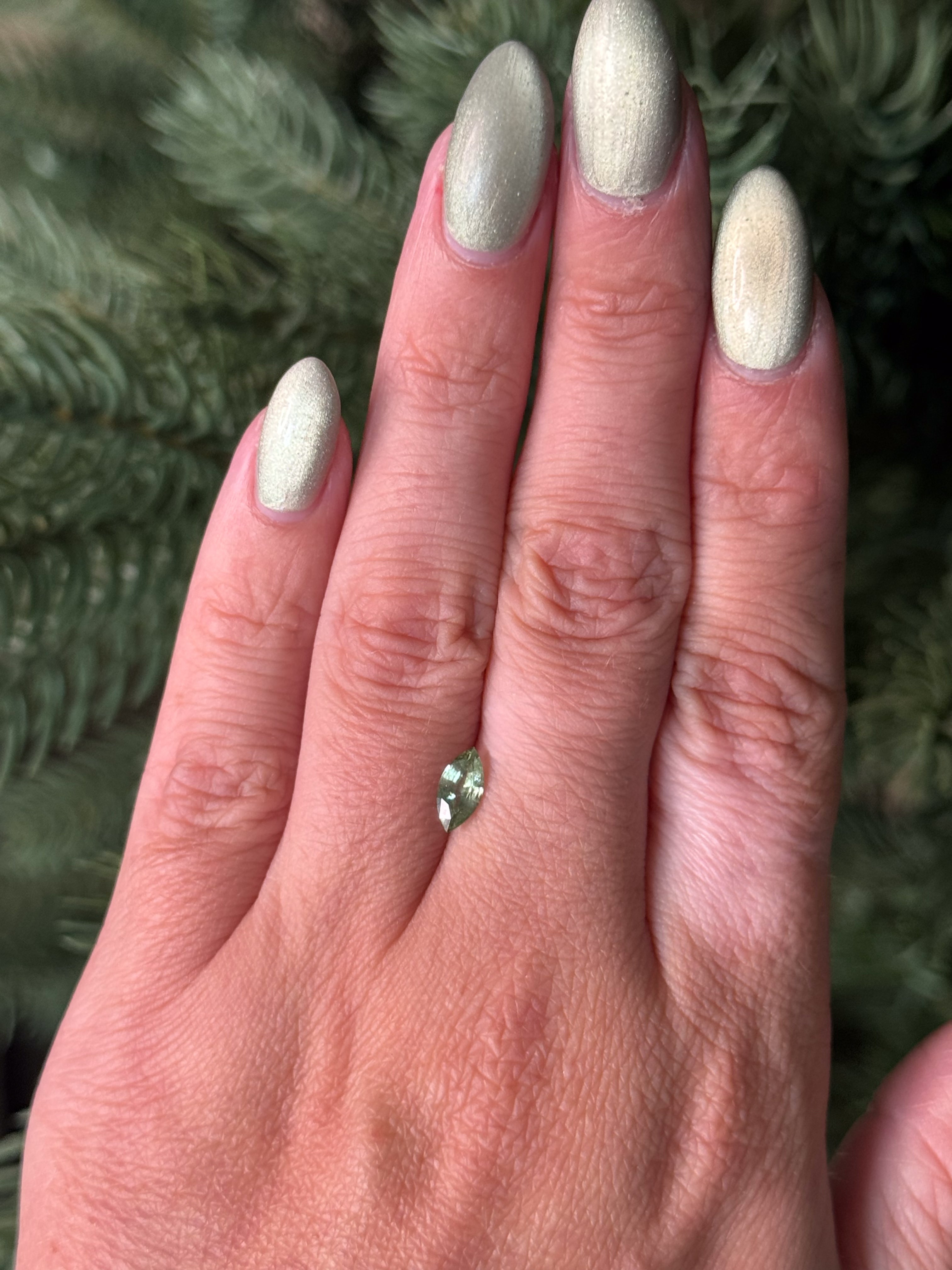 0.6ct 8.06x3.99x2.55mm MARQUISE CUT NATURAL GREEN MONTANA SAPPHIRE-Staghead Designs