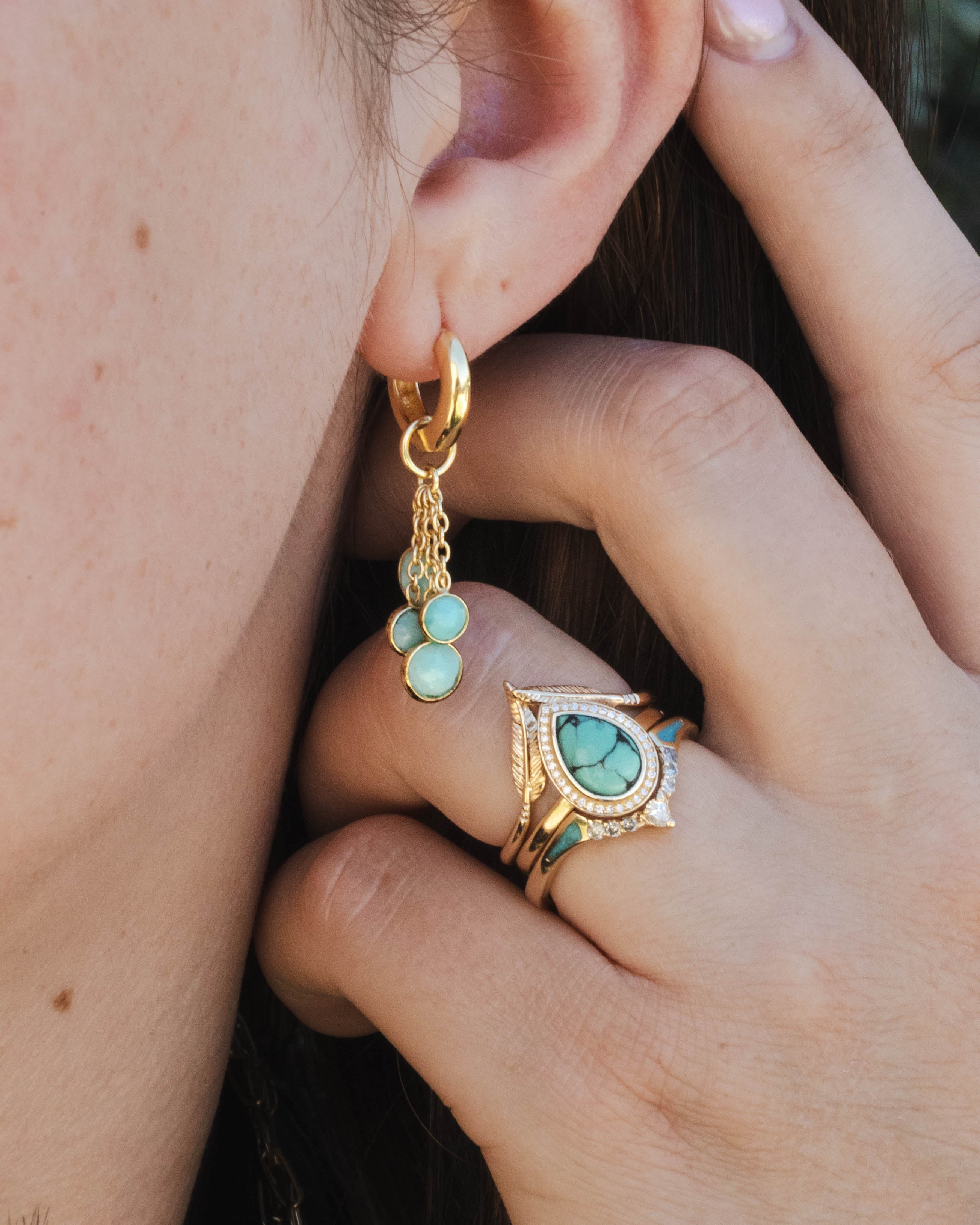 BELLA EARRINGS WITH AMAZONITE - 18K GOLD VERMEIL HOOP EARRINGS BY JORGE REVILLA-Staghead Designs