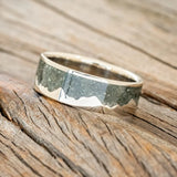 "HELIOS" -CRUSHED MOSS AGATE WHITE GOLD MOUNTAIN RANGE WEDDING RING - WG- 11 1/2-1