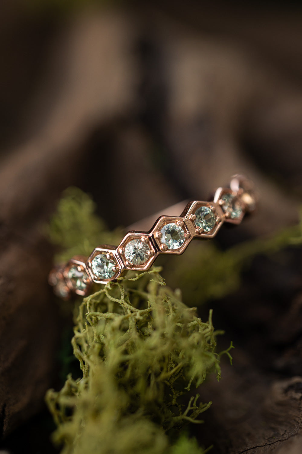 GREEN SAPPHIRE HEXAGON STACKING BAND-Staghead Designs