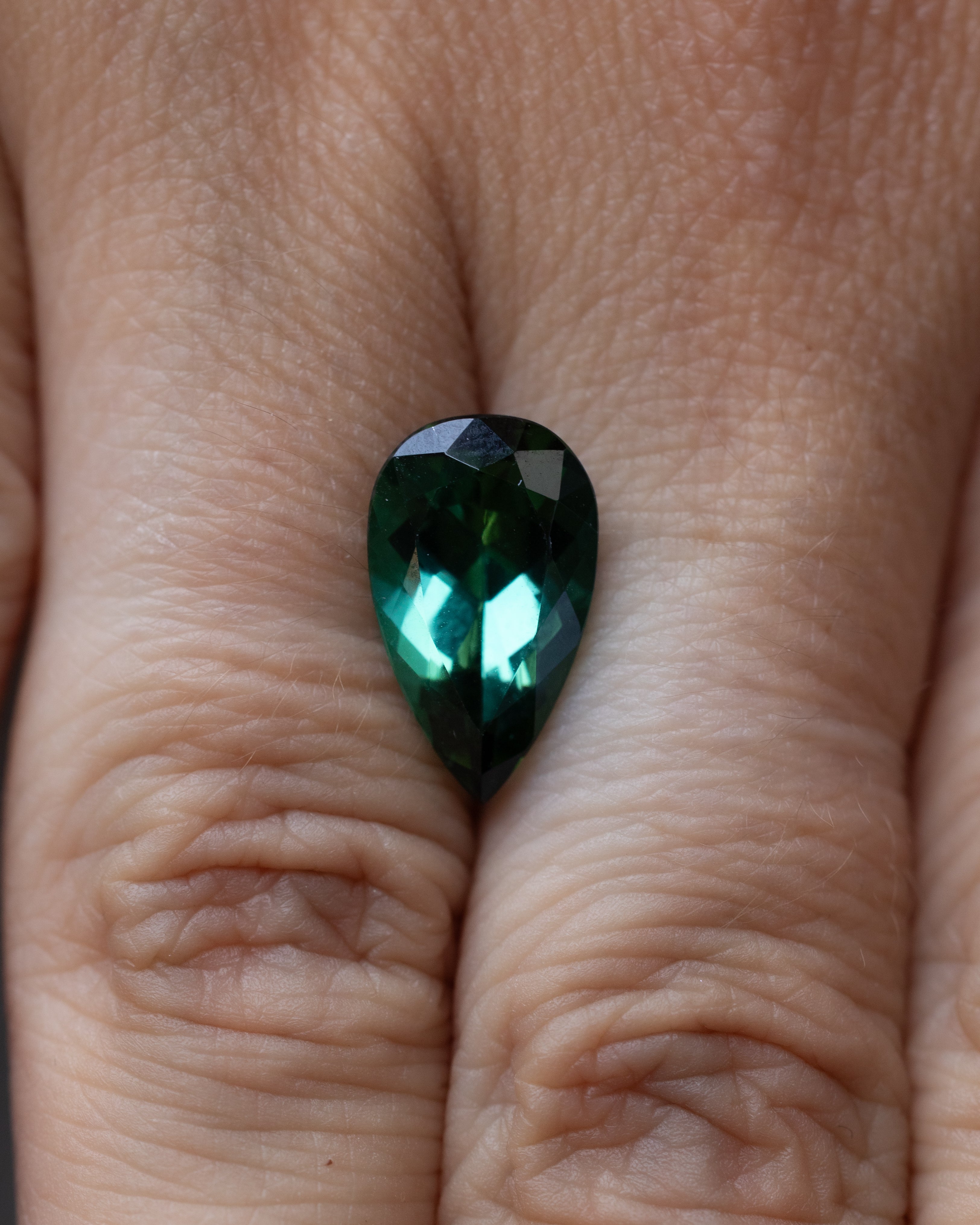 3.65ct 13.95x7.1x5.51mm PEAR CUT GREEN TOURMALINE-Staghead Designs