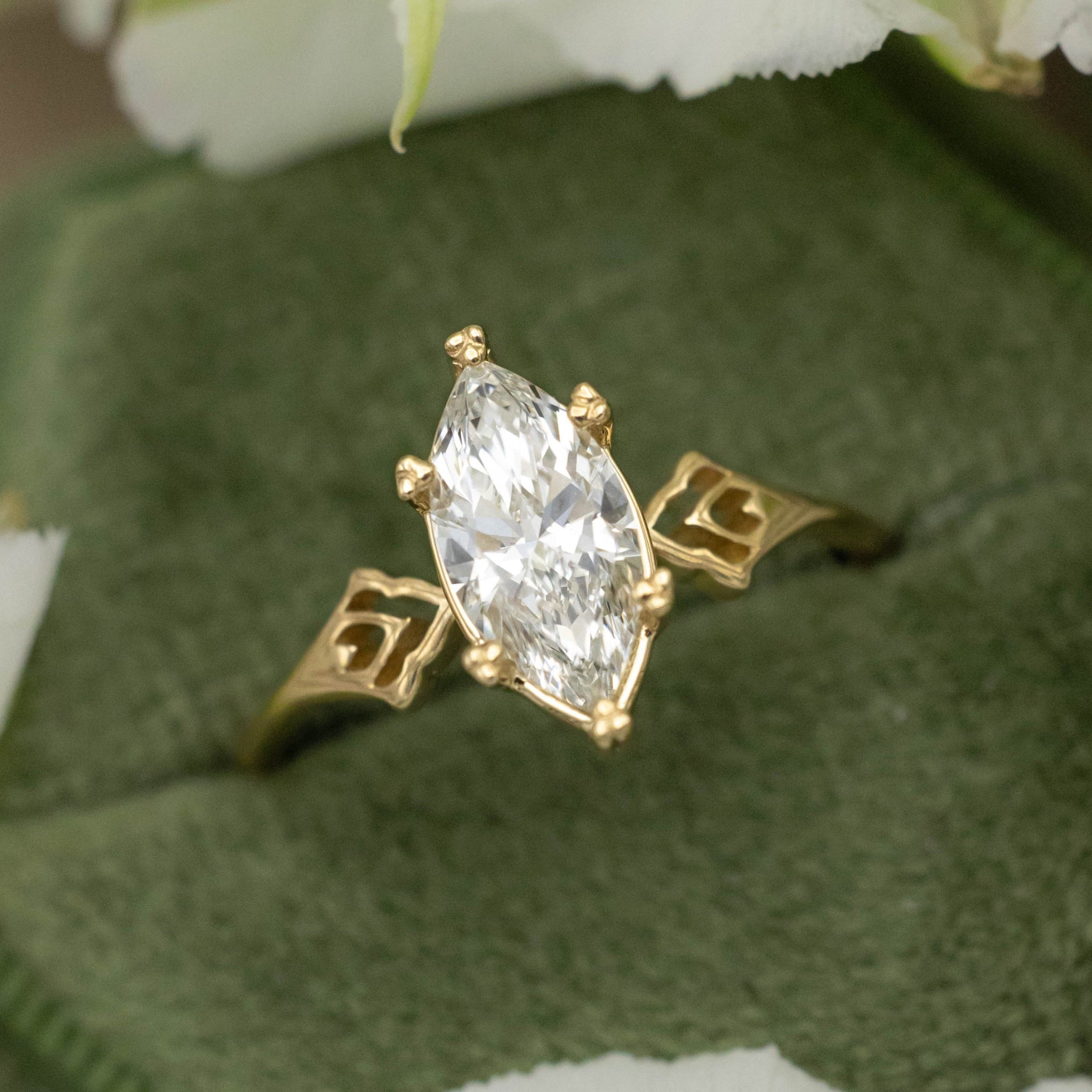 "MORRIGAN" - ORNATE SOLITAIRE ENGAGEMENT RING - MOUNTING ONLY - SELECT YOUR OWN STONE-Staghead Designs