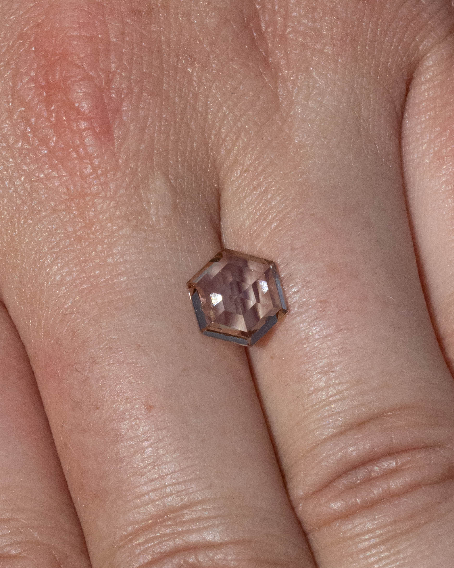 1.23ct 9.21x8.01x1.93mm CHAMPAGNE HEXAGON ROSECUT LAB-GROWN DIAMOND - VS1-Staghead Designs