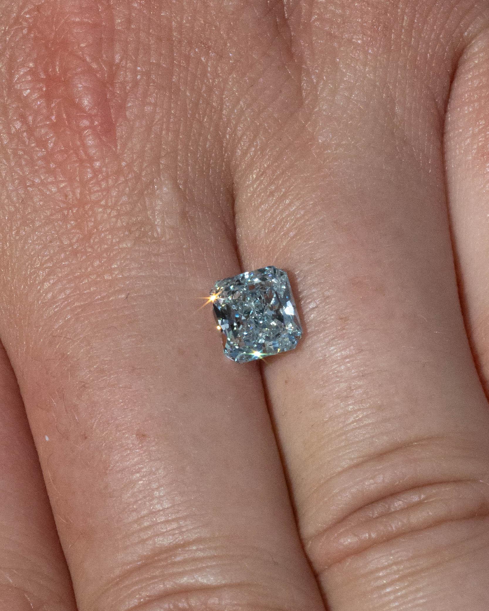 1.5ct 6.67x6.34x3.86mm CUT CORNER SQUARE FANCY GREEN-BLUE LAB-GROWN DIAMOND - VS2-Staghead Designs