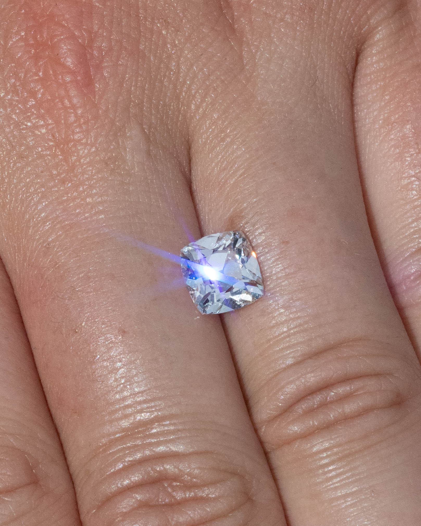 2.14ct 7.70x7.32x4.96mm CUSHION OLD MINE CUT LAB-GROWN DIAMOND - VVS2 E-Staghead Designs