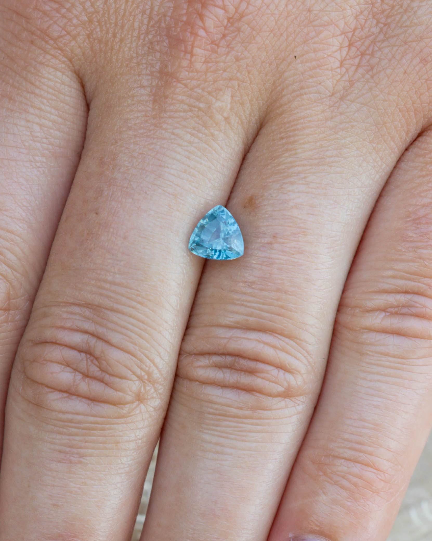 1.43ct 6.55x6.77mm Trillion Cut Natural Blue Montana Sapphire-Staghead Designs
