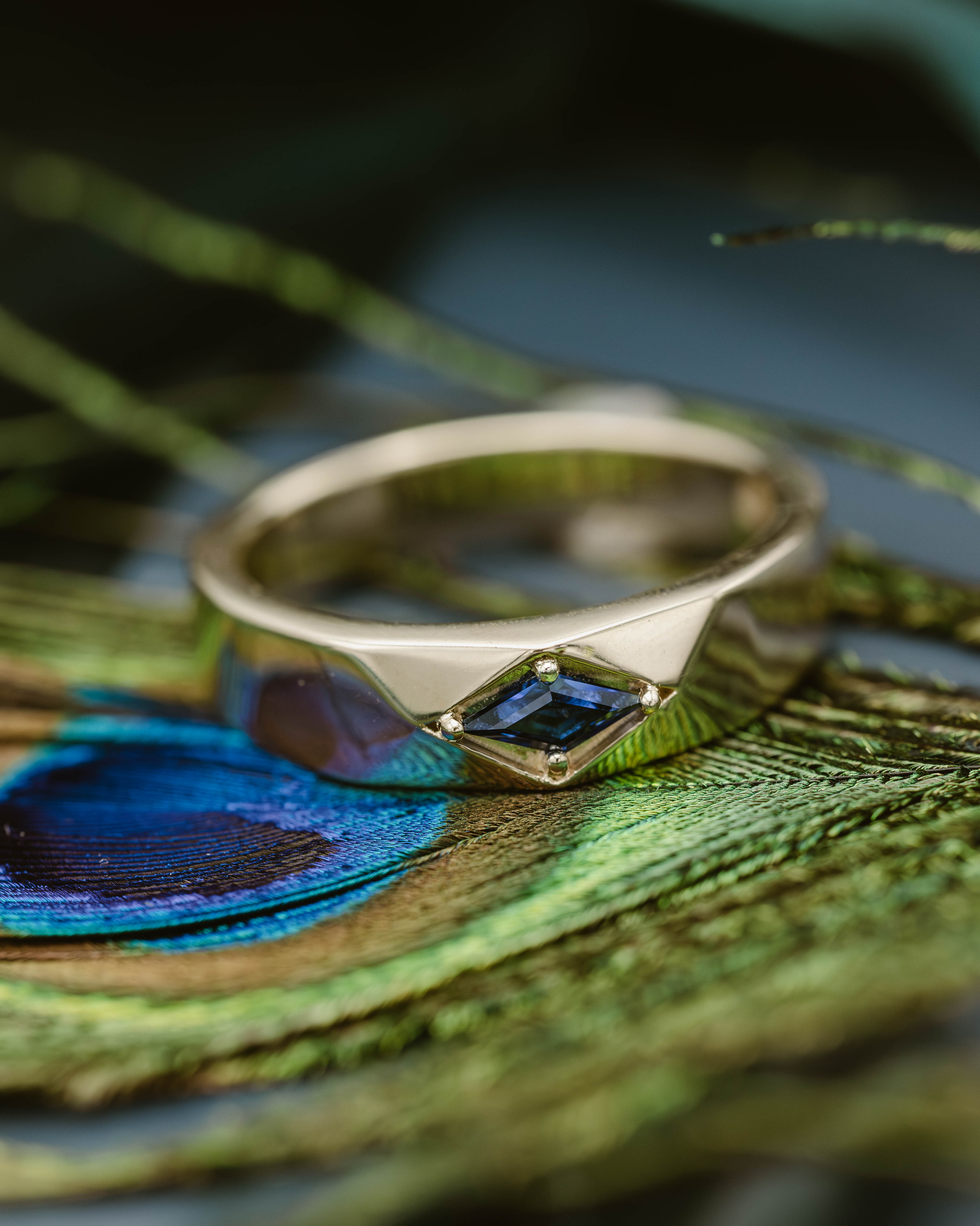 "Edward" - Men's Lozenge Cut Wedding Ring-Staghead Designs