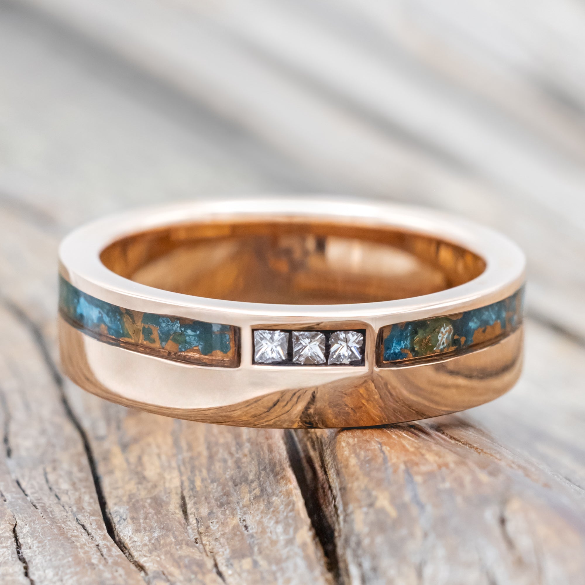 "JULIAN" - PATINA COPPER & DIAMOND WEDDING BAND