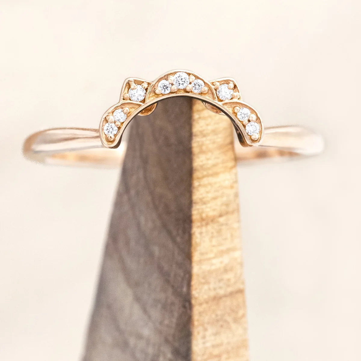 "Jane" - Oval Cut Moissanite Engagement Ring With Diamond Accents & Tracer - 14K Rose Gold - Size 4
