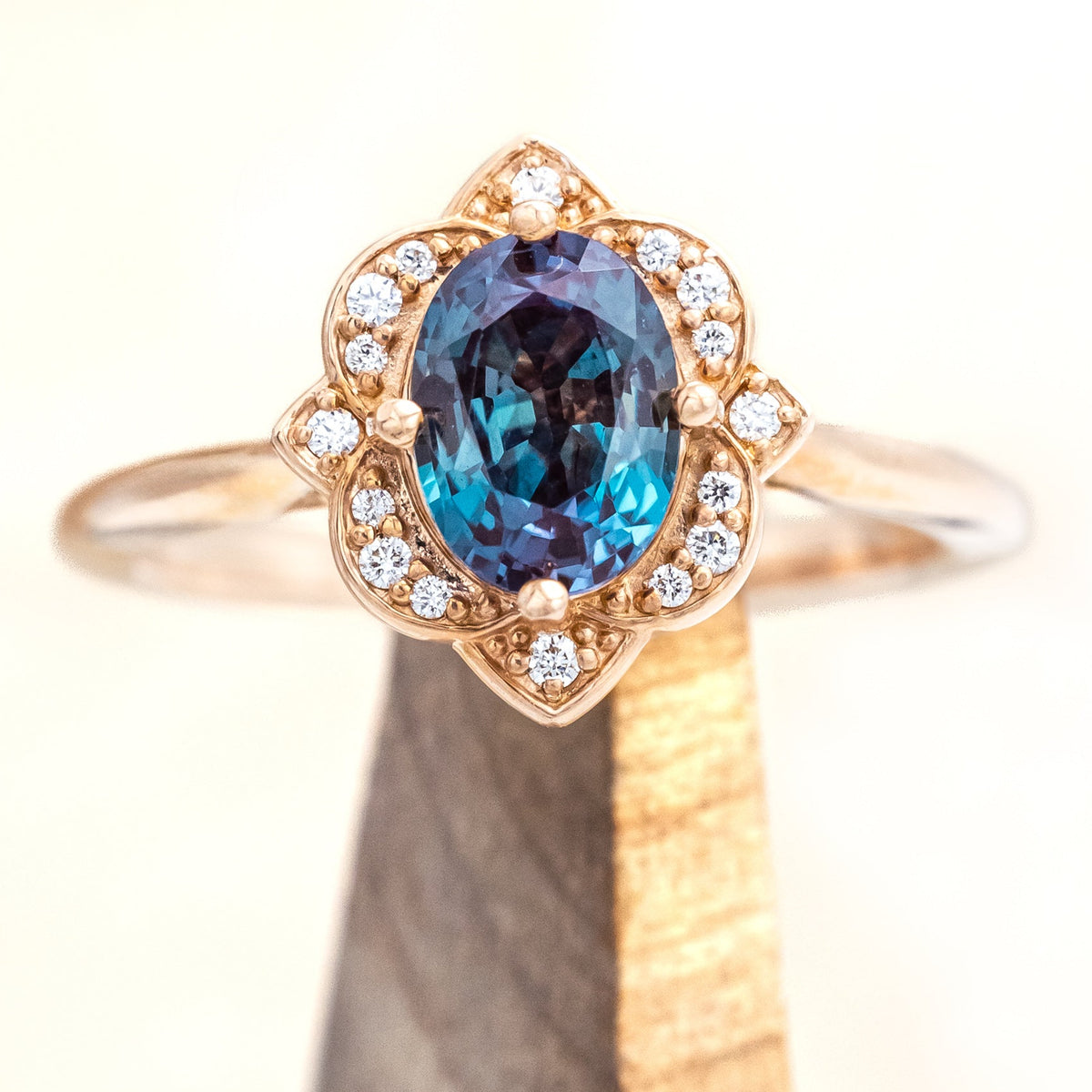 "JANE" - OVAL CUT ENGAGEMENT RING WITH DIAMOND ACCENTS-Staghead Designs