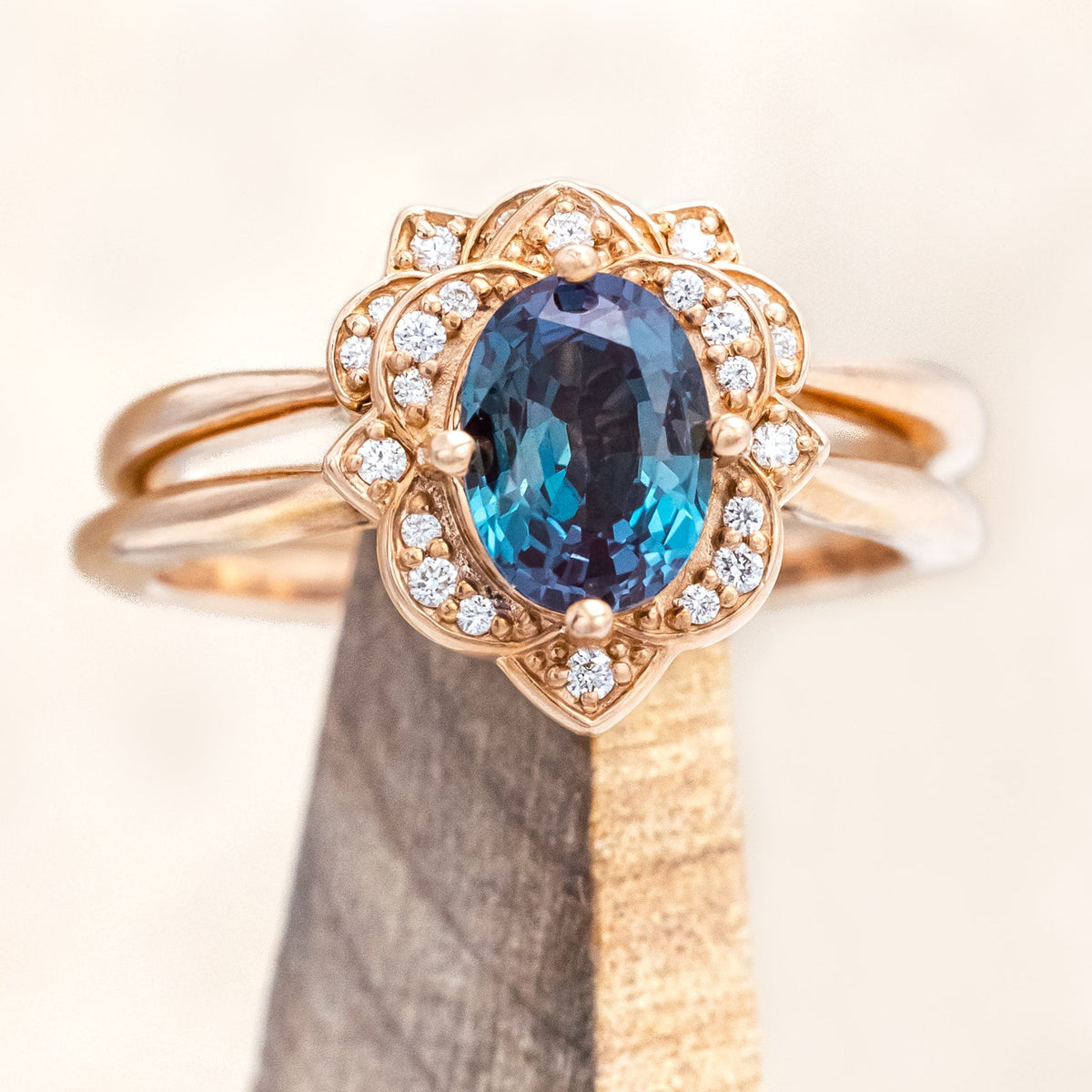 "JANE" - OVAL CUT ENGAGEMENT RING WITH DIAMOND ACCENTS-Staghead Designs