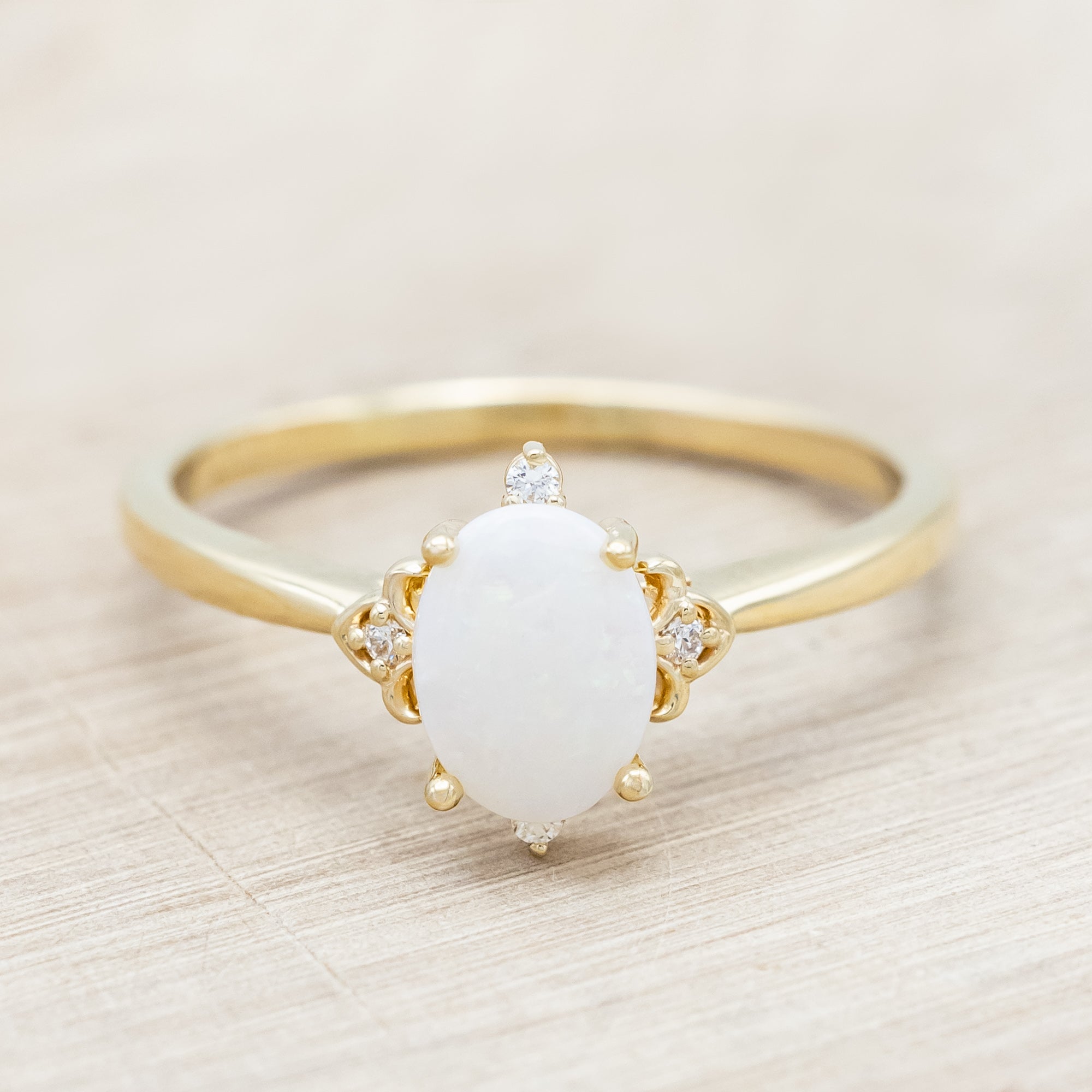 "ZELLA" - OVAL CUT ENGAGEMENT RING WITH DIAMOND ACCENTS-Staghead Designs