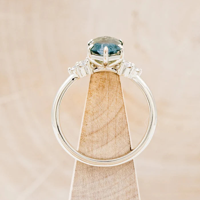 "OCTAVIA" - ELONGATED HEXAGON ENGAGEMENT RING WITH DIAMOND ACCENTS-7