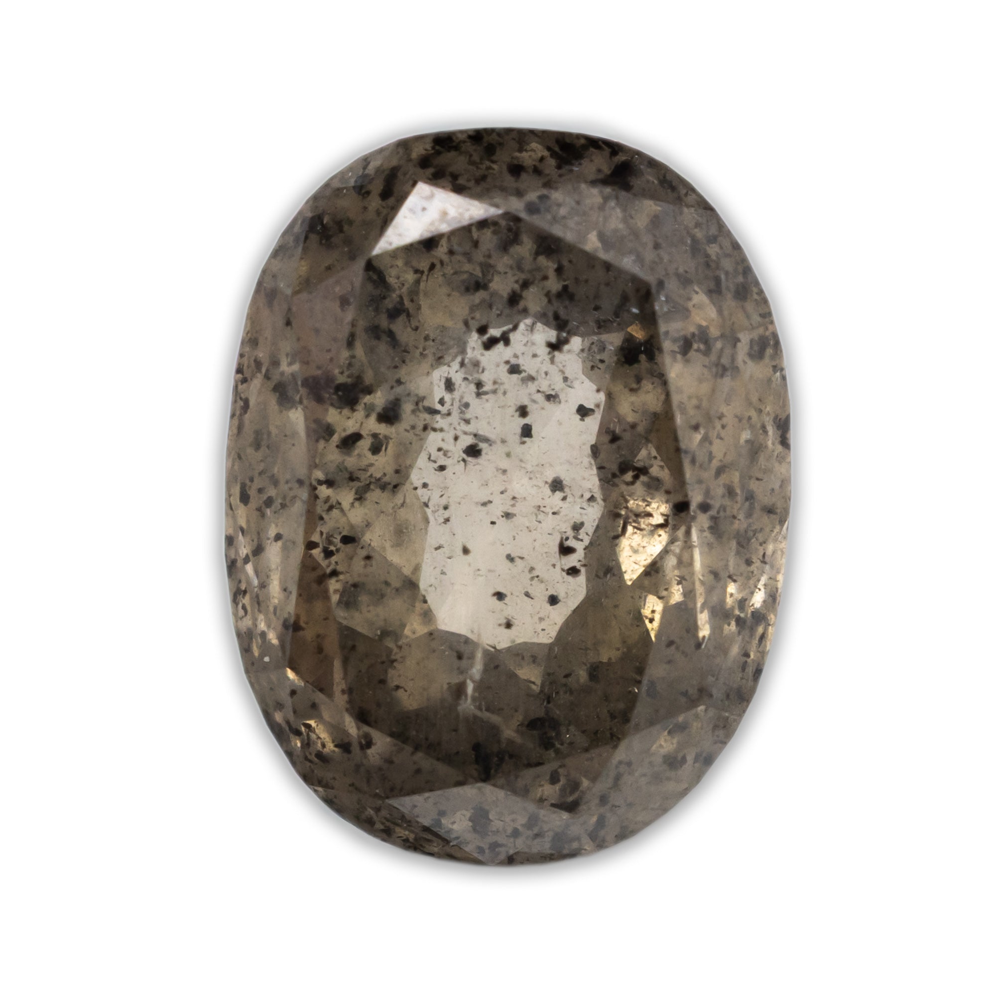 Oval Salt & Pepper Diamond on a White Background