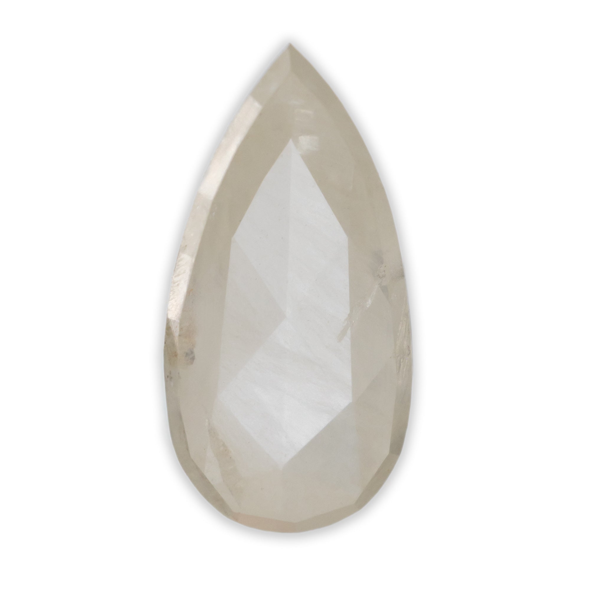 Pear cut salt & pepper diamond with cream coloring on a white background