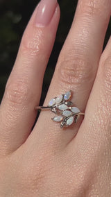 "DOVE" - VINE STYLE RING WITH MARQUISE OPAL ACCENTS