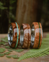 "REMMY" - REDWOOD & MALACHITE WEDDING RING-Staghead Designs