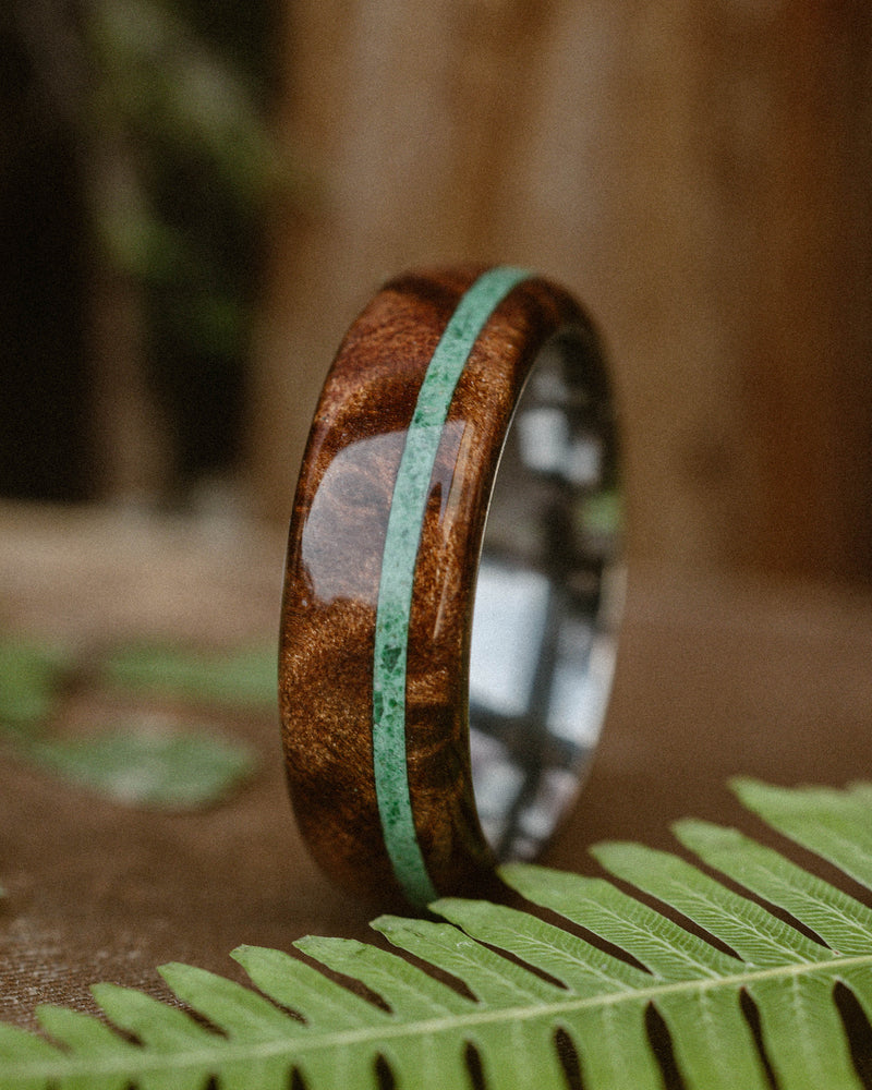 "REMMY" - REDWOOD & MALACHITE WEDDING RING-Staghead Designs