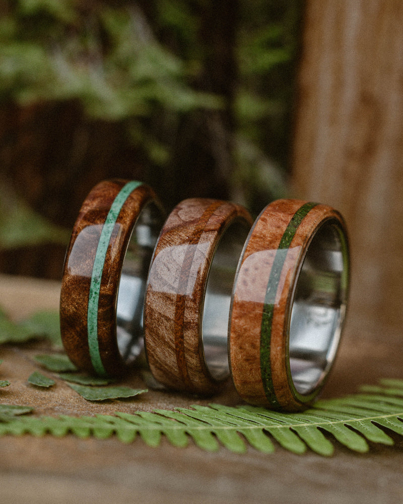 "REMMY" - REDWOOD & MALACHITE WEDDING RING-Staghead Designs