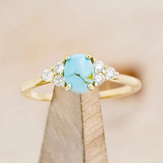 "RHEA" - OVAL ENGAGEMENT RING WITH DIAMOND ACCENTS-3