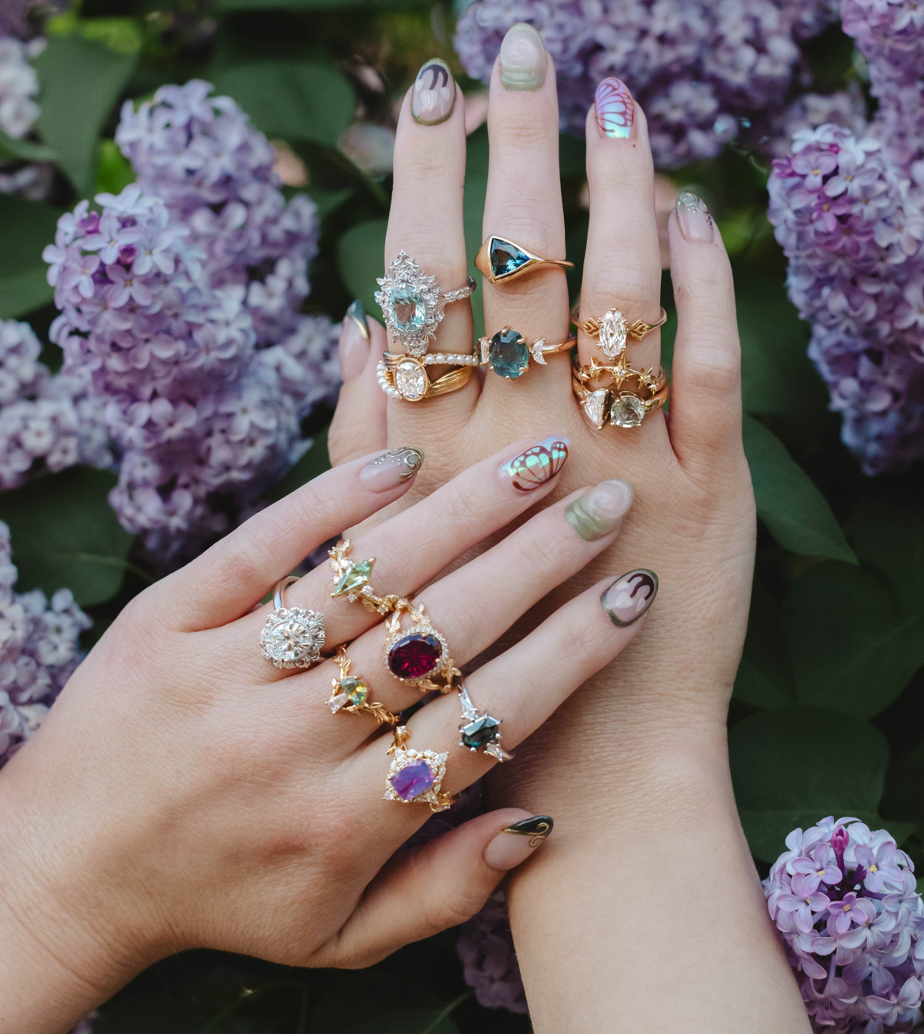 ONE-OF-A-KIND - "ISLA" - ELONGATED HEXAGON CUT AUSTRALIAN SAPPHIRE ENGAGEMENT RING WITH MOISSANITE ACCENTS-Staghead Designs