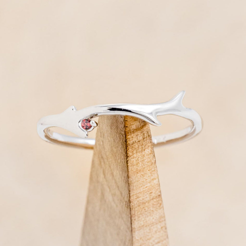 "ARTEMIS" STACKER - ANTLER-STYLE STACKING BAND WITH A BIRTHSTONE ACCENT-Staghead Designs