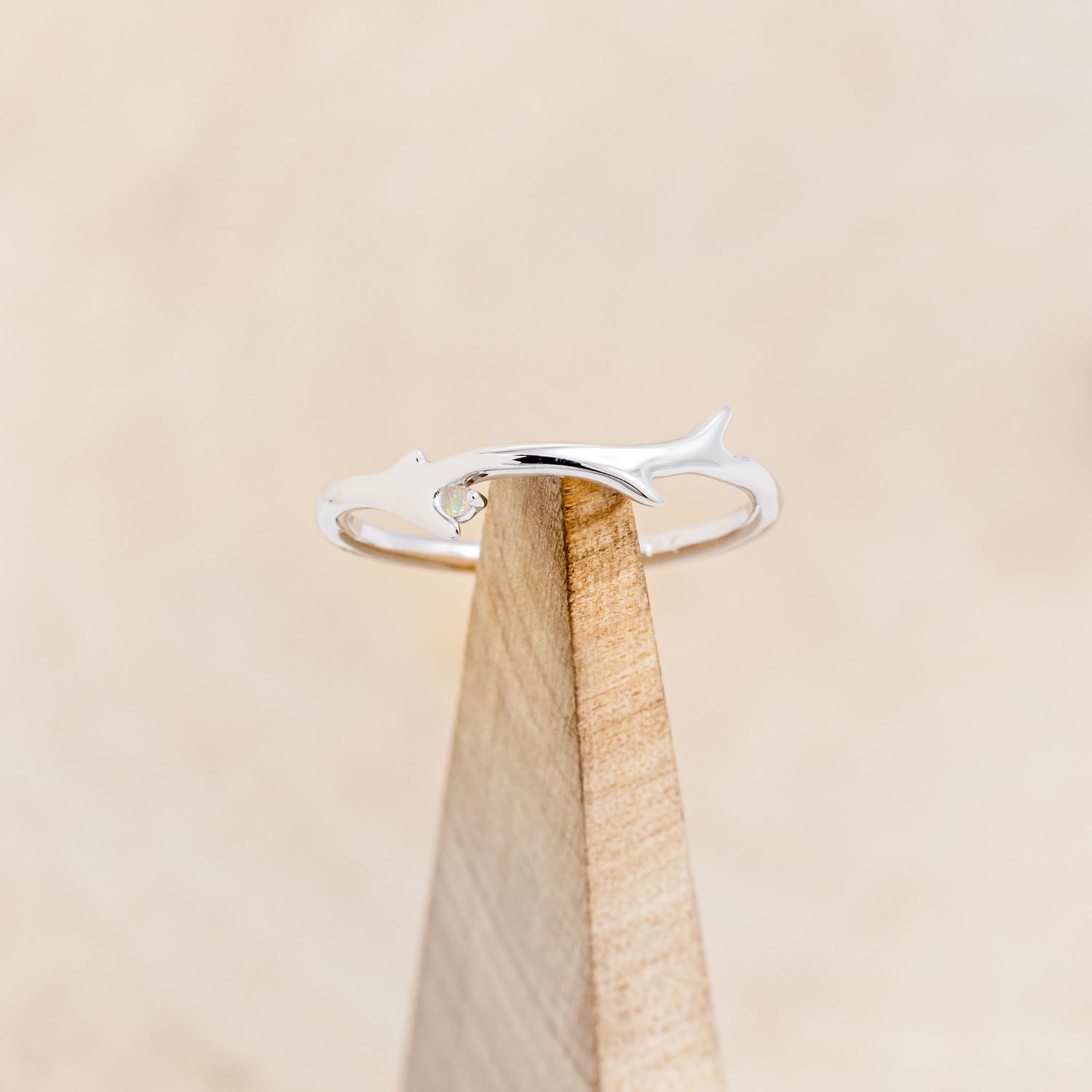 "ARTEMIS" STACKER - ANTLER-STYLE STACKING BAND WITH A BIRTHSTONE ACCENT-Staghead Designs