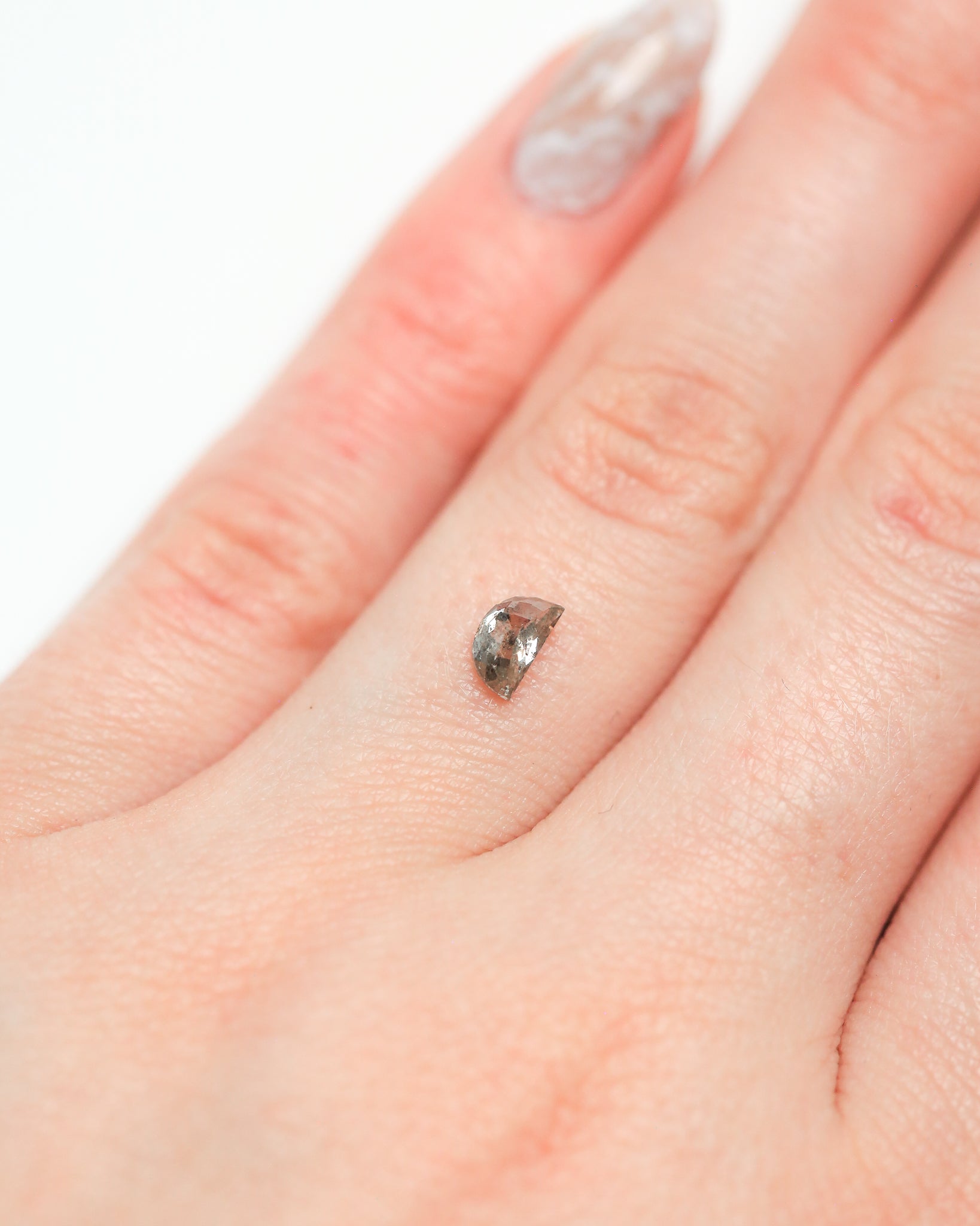 0.49ct 5.87x3.41mm HALF MOON DOUBLE CUT SALT & PEPPER DIAMOND-5