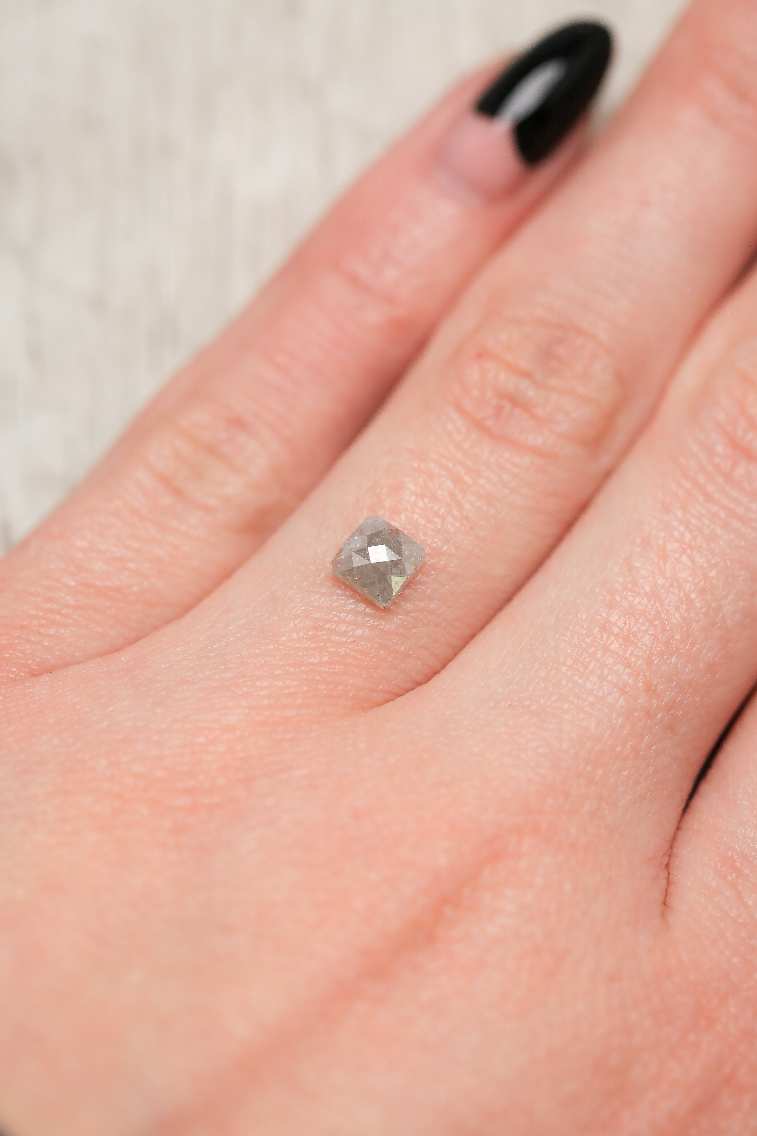 0.58ct 4.69x4.68mm CUSHION ROSE CUT SALT & PEPPER DIAMOND-2