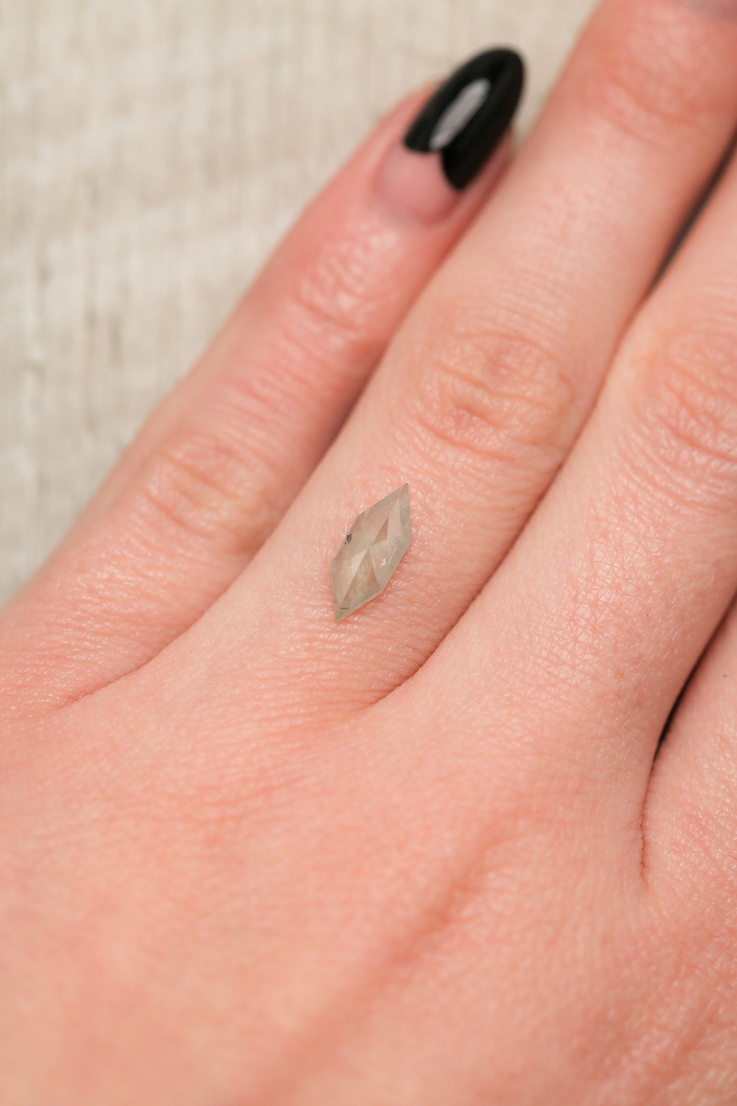 0.78ct 11.57x4.31mm HEXAGON ROSE CUT SALT & PEPPER DIAMOND-2