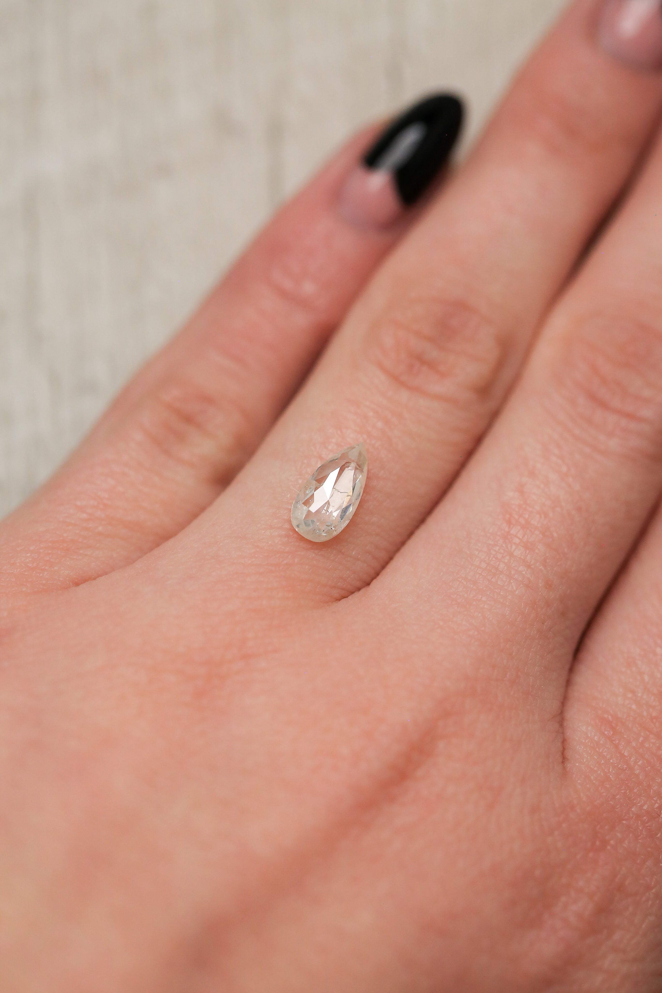 1.05ct 10.06x4.85mm PEAR ROSE CUT SALT & PEPPER DIAMOND-2