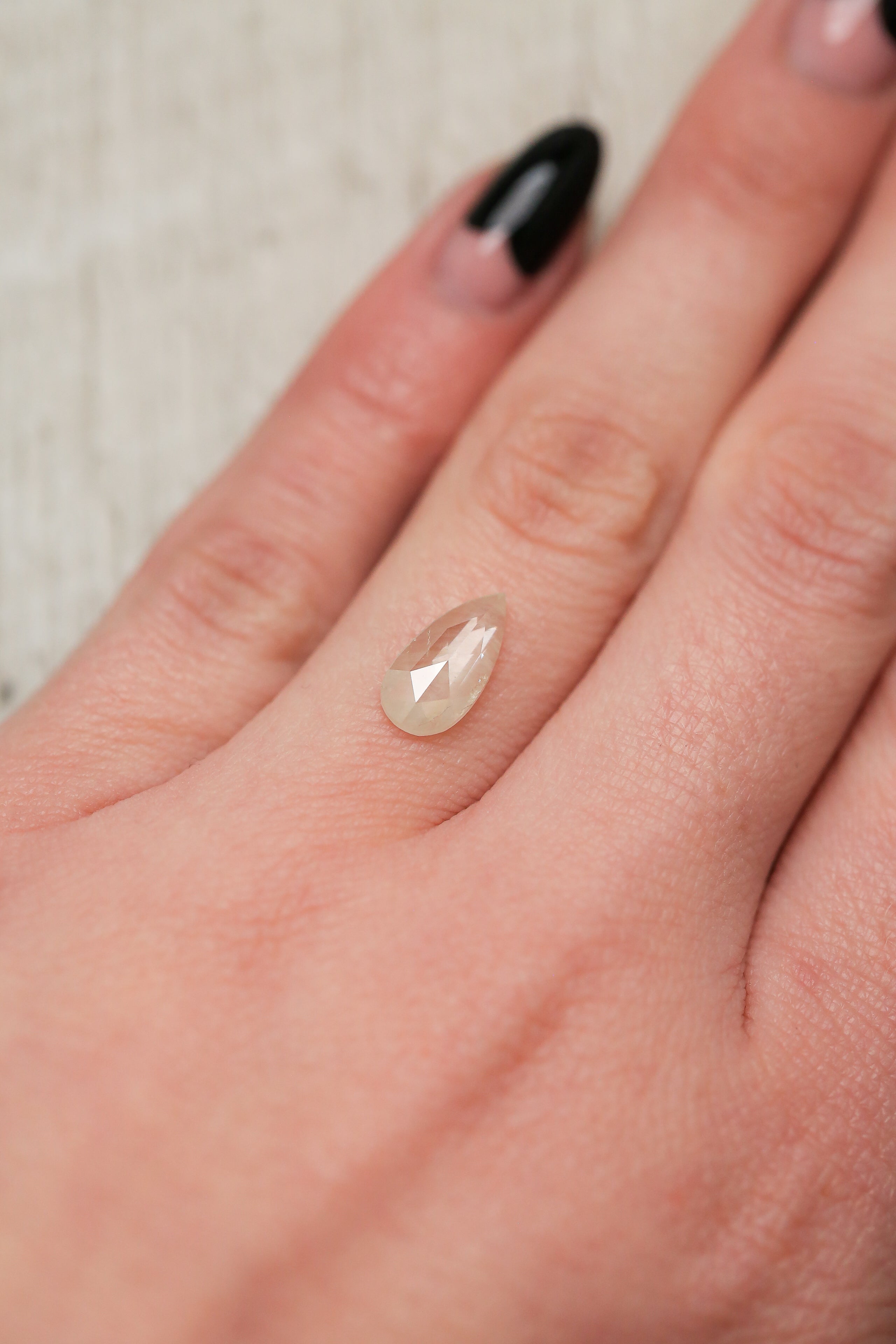 1.14ct 11.29x5.65mm PEAR ROSE CUT SALT & PEPPER DIAMOND-2