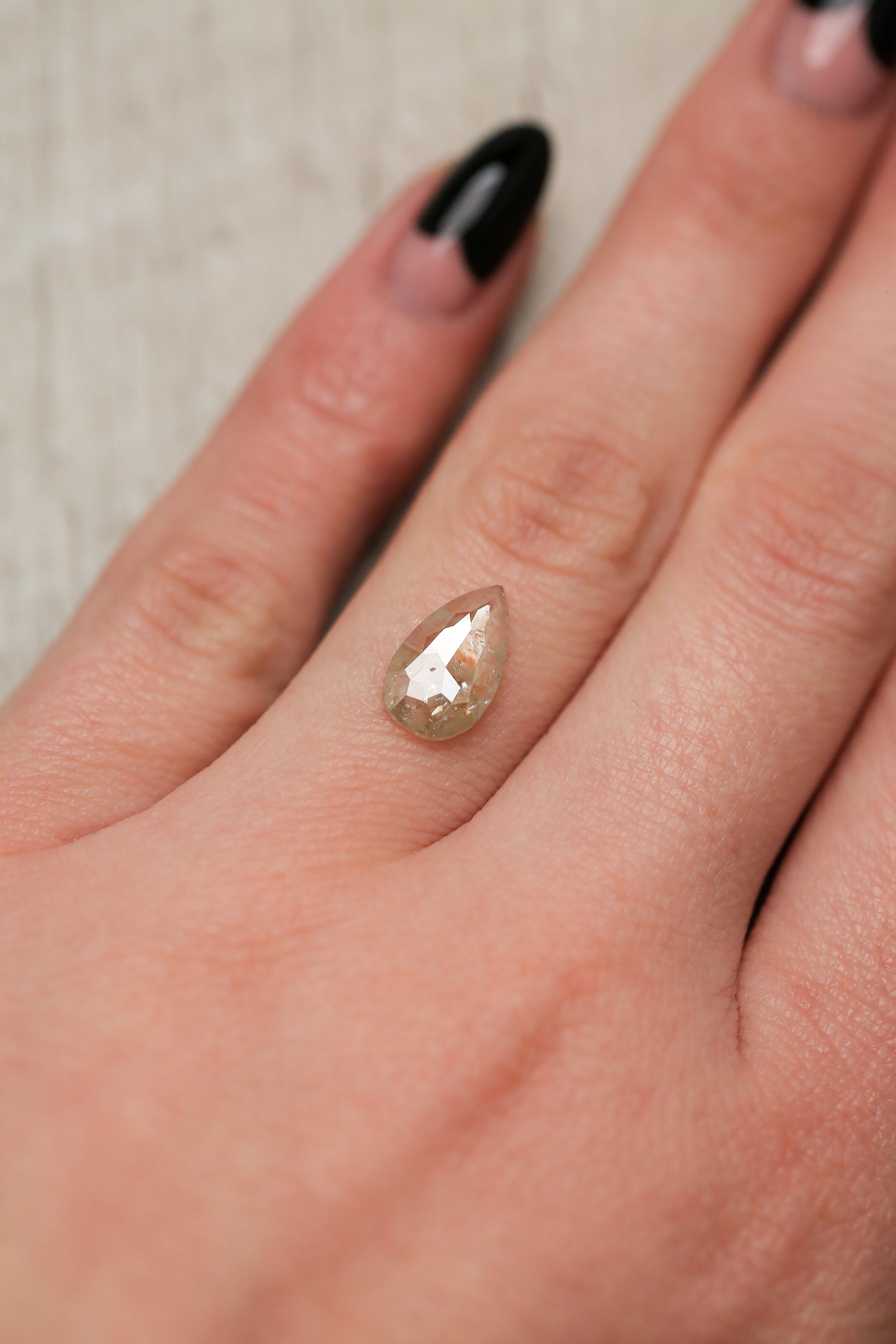 1.1ct 11.55x6.67mm PEAR ROSE CUT CALICO SALT & PEPPER DIAMOND-2