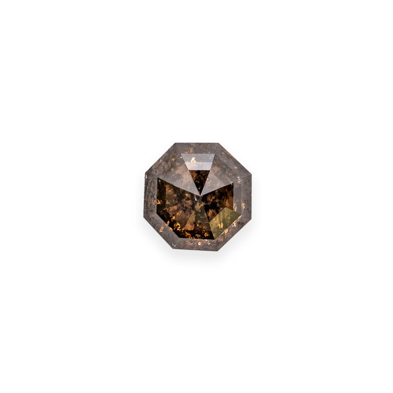 1.77ct 7.29mm OCTAGON ROSE CUT SALT & PEPPER DIAMOND