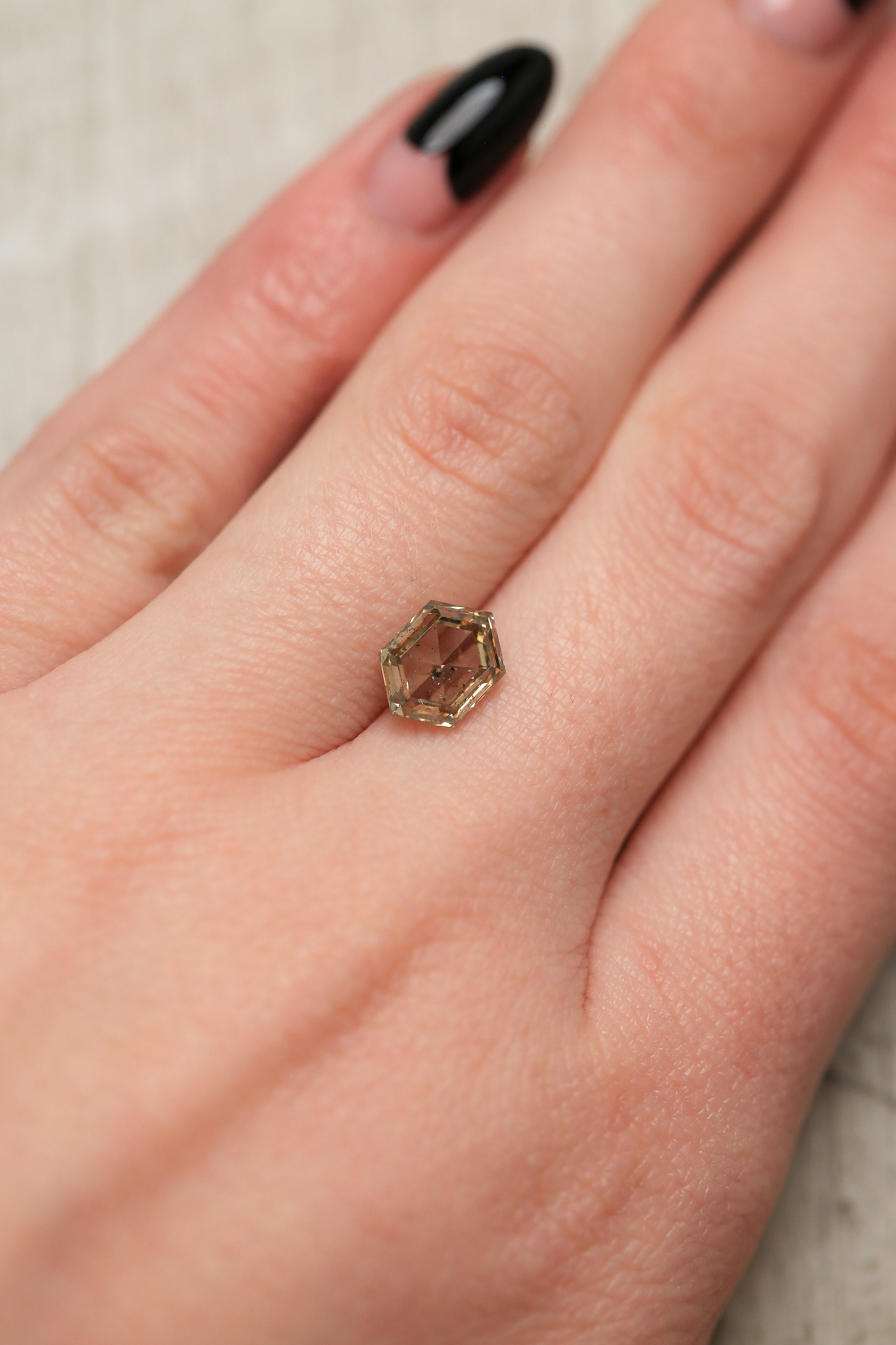 1.78ct 9.16x6.52mm HEXAGON DOUBLE CUT CHAMPAGNE SALT & PEPPER DIAMOND-2