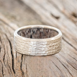 HAMMERED ANTLER LINED WEDDING BAND - READY TO SHIP-5