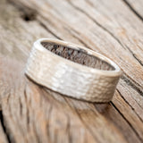 HAMMERED ANTLER LINED WEDDING BAND - READY TO SHIP-3