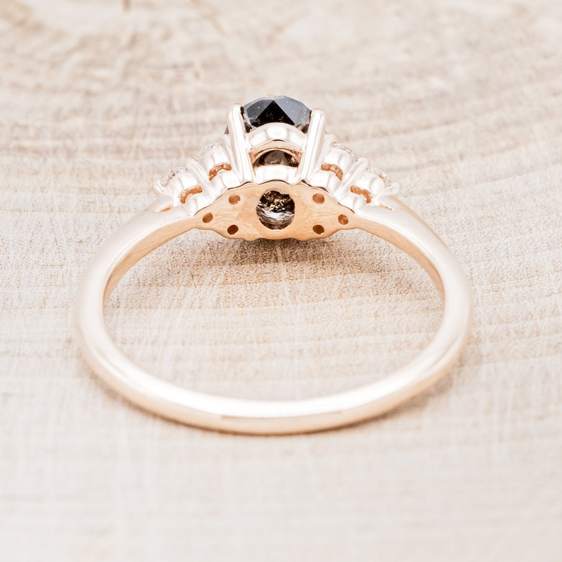 "RHEA" - OVAL SALT & PEPPER DIAMOND ENGAGEMENT RING WITH DIAMOND ACCENTS-5