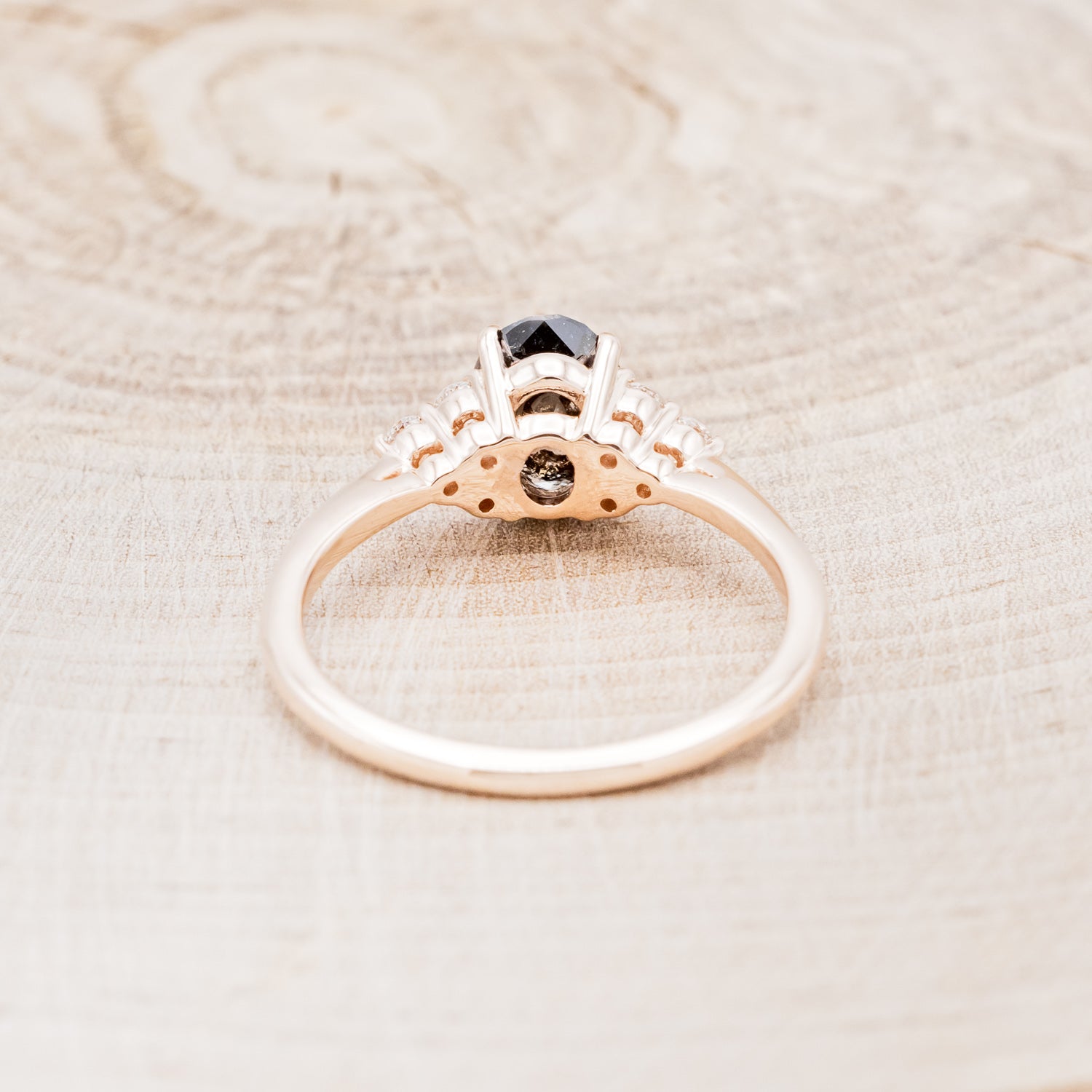 "RHEA" - OVAL SALT & PEPPER DIAMOND ENGAGEMENT RING WITH DIAMOND ACCENTS-5
