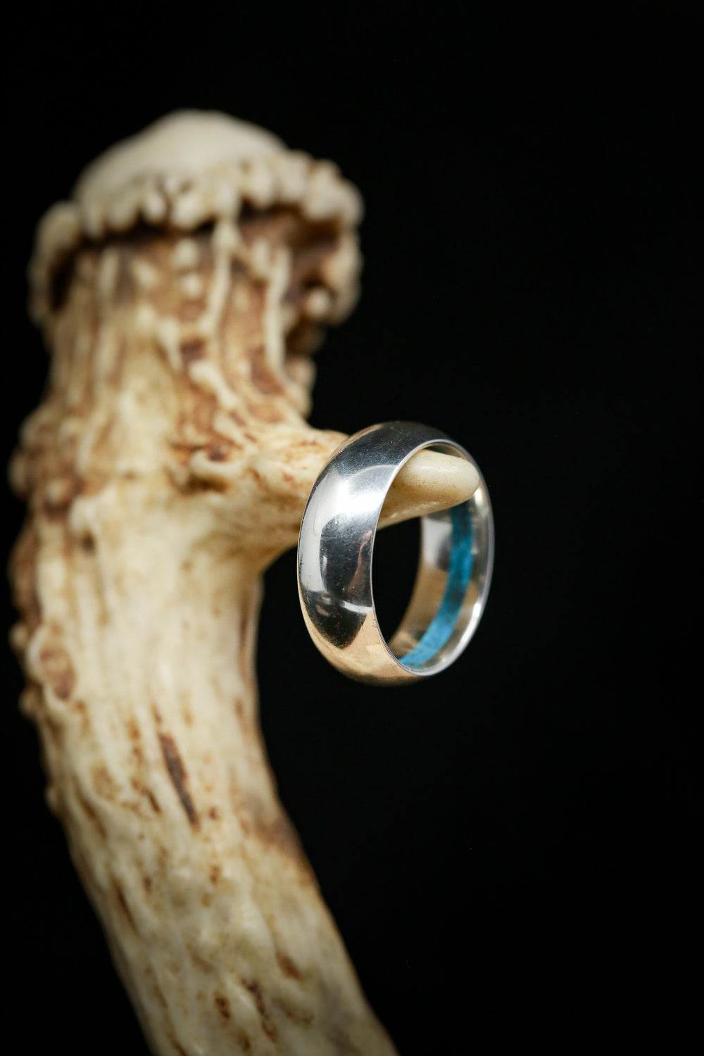 OFFSET TURQUOISE LINED WEDDING BAND-10
