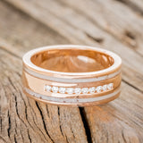 "RYDER" - DIAMONDS & ANTLER INLAYS WEDDING BAND-9