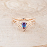 "CICELY" - PEAR SHAPED LAB-GROWN ALEXANDRITE ENGAGEMENT RING WITH DIAMOND ACCENTS