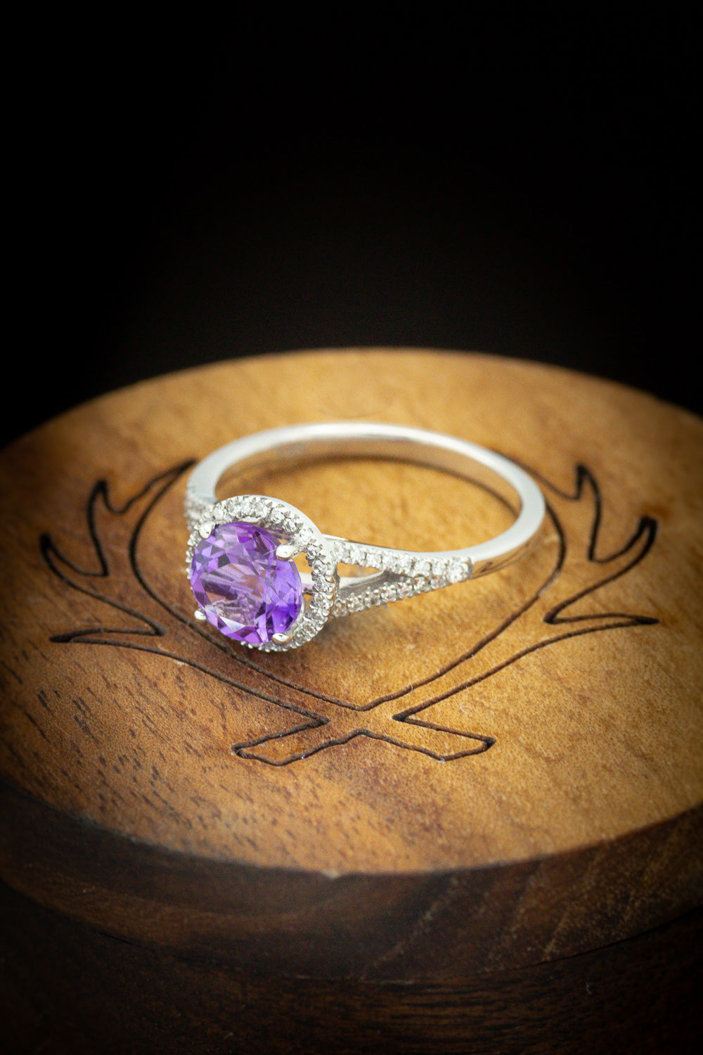 Moissanite Halo Amethyst Engagement Ring, June Birthstone Ring, Dainty outlet Ring, Art Deco Promise Ring, Amethyst Ring, Anniversary Ring