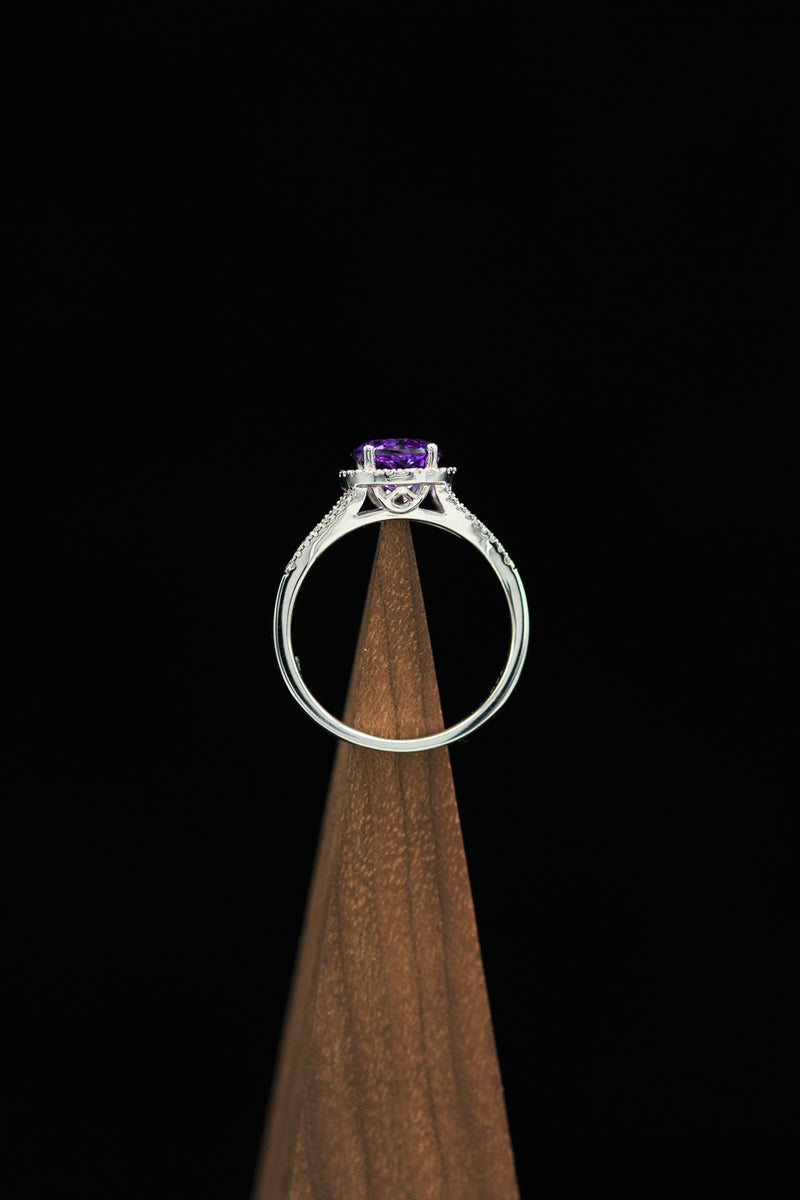 "AURA" - BIRTHSTONE RING WITH AN AMETHYST CENTER STONE & DIAMOND ACCENTS-6